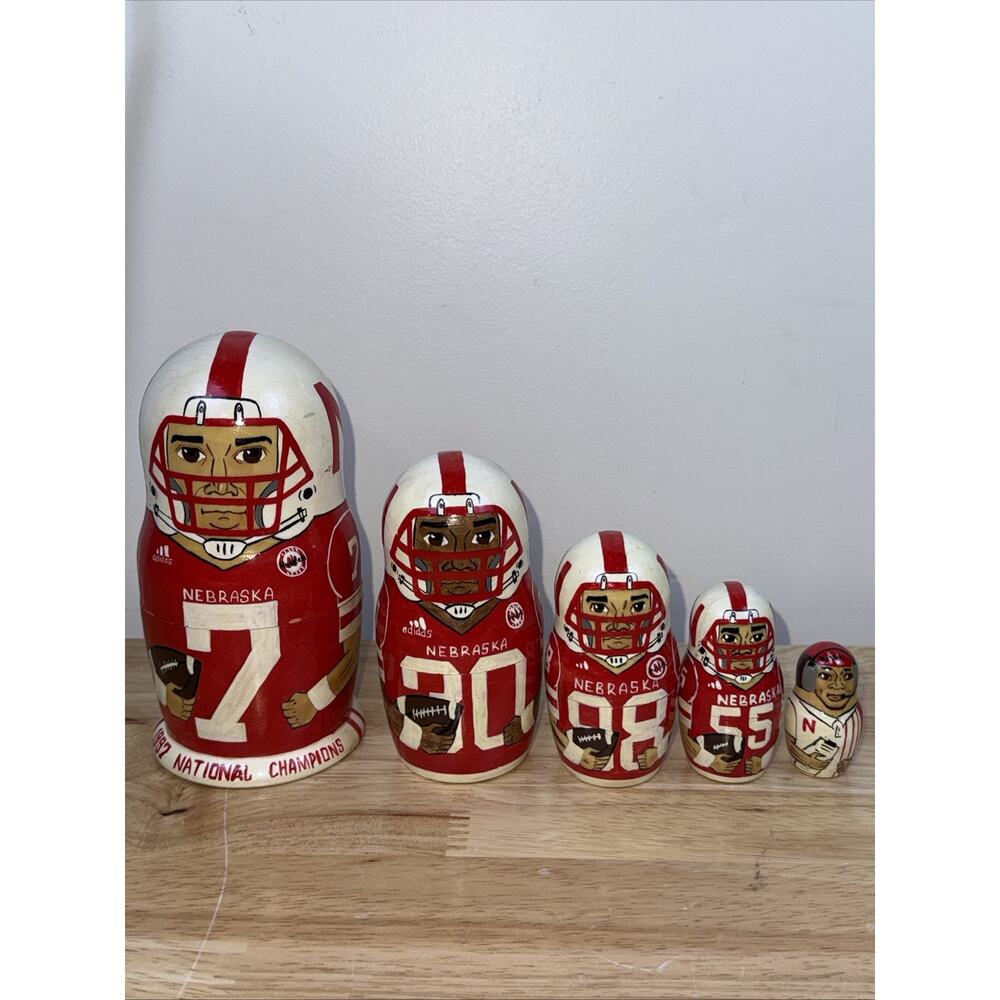 Vintage 1997 Nebraska Cornhuskers National Champions Russian Nesting doll 5pc